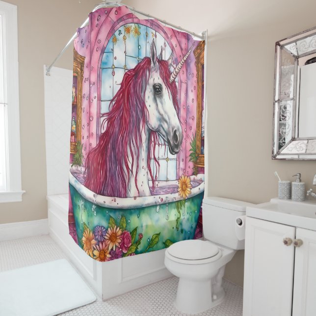 Einhorn in der Badewanne Duschvorhang (Beispiel)