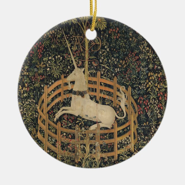 Einhorn in der Gefangenschaft Keramik Ornament (Vorne)