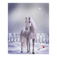 Einhorn in der Schneeplakatdruckerei