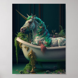 Einhorn in der Tube gefüllt mit Pflanze Poster