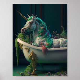 Einhorn in der Tube gefüllt mit Pflanze Poster