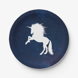 Einhorn in der Weltraumgalaxie Milchstraßen Pappteller