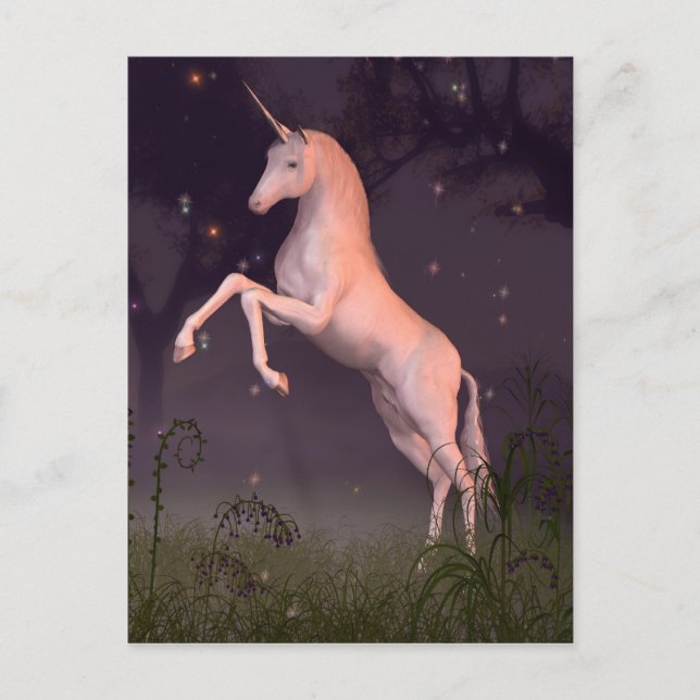 Einhorn in einem Mondwald-Glade Postkarte (Vorderseite)