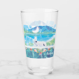 Einhorn in einer paradiesischen Traumwelt maßgesch Glas