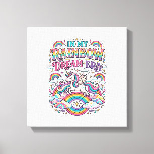 Einhorn In Meiner Regenbogen-Traum-Ära Bunte Bekle Leinwanddruck