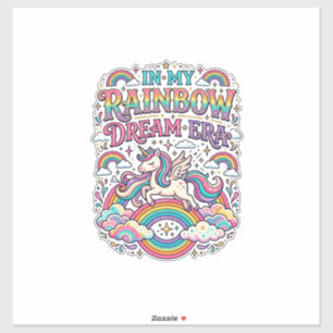 Einhorn In Meiner Regenbogen-Traum-Ära Farbige Kle Aufkleber