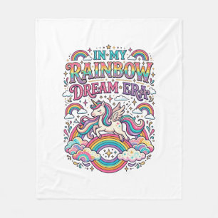 Einhorn in meiner Regenbogen-Traum-Ära Farbige Kle Fleecedecke