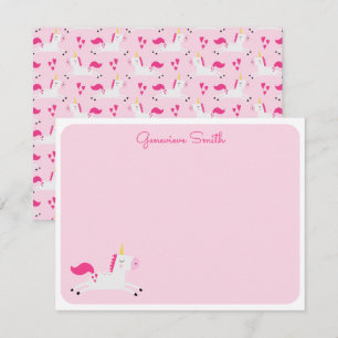 Einhorn in Pinks mit Herz Mitteilungskarte