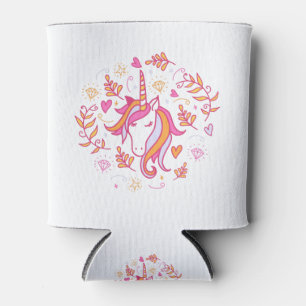 Einhorn in Rosa und Orange Dosenkühler