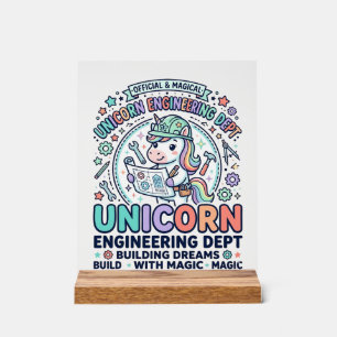 Einhorn Ingenieurabteilung Fettgedruckte Typografi Acrylschild
