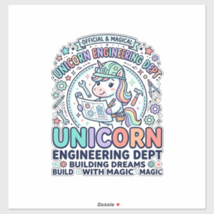 Einhorn Ingenieurabteilung Fettgedruckte Typografi Aufkleber