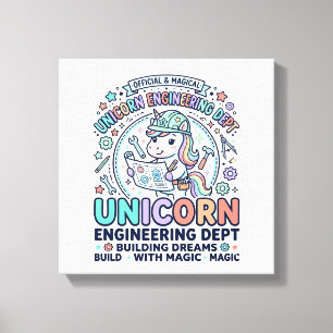 Einhorn Ingenieurabteilung Fettgedruckte Typografi Leinwanddruck