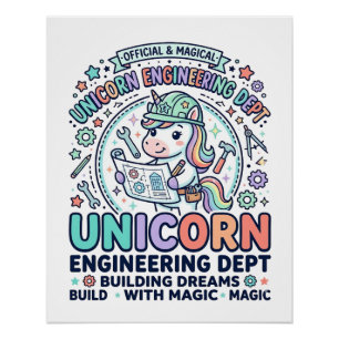 Einhorn Ingenieurabteilung Fettgedruckte Typografi Poster