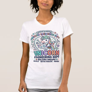 Einhorn Ingenieurabteilung Fettgedruckte Typografi T-Shirt
