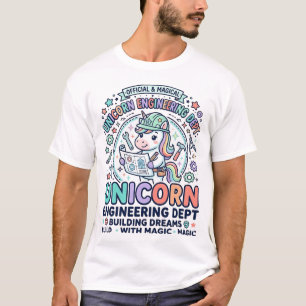 Einhorn Ingenieurabteilung Fettgedruckte Typografi T-Shirt