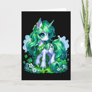 Einhorn irische Anime-Mädchen Karte