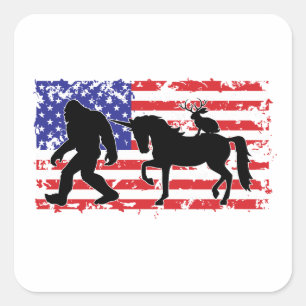 Einhorn, Jackalope, Bigfoot und die amerikanische Quadratischer Aufkleber