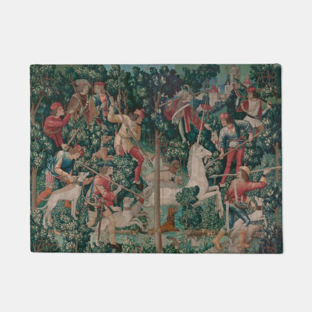 Einhorn-Jagd Mittelalterliche Kunst - Einhorn wird Fußmatte (Vorderseite)