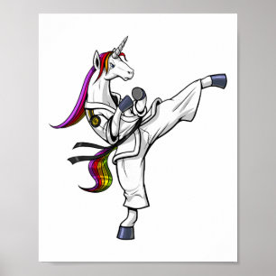 Einhorn Karate Ninja Kampfsport Judo Kickboxen Poster
