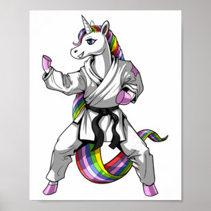 Einhorn Karate Ninja Kampfsport Judo Kickboxen  Poster