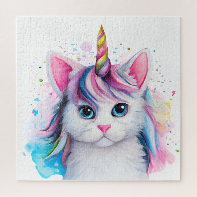 Einhorn Kätzchen Aquarell (Vertikal)