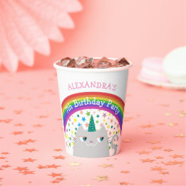 Einhorn Katze Regenbogen Kinder Geburtstag Pappbecher