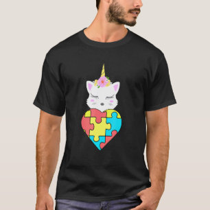 Einhorn Katzenpuzzle Autismus-Bewusstsein T-Shirt