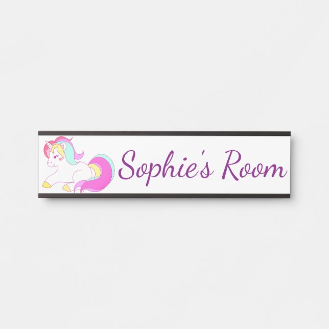 Einhorn Kinder Schlafzimmertür Name Plaque Türschild (Vorderseite )
