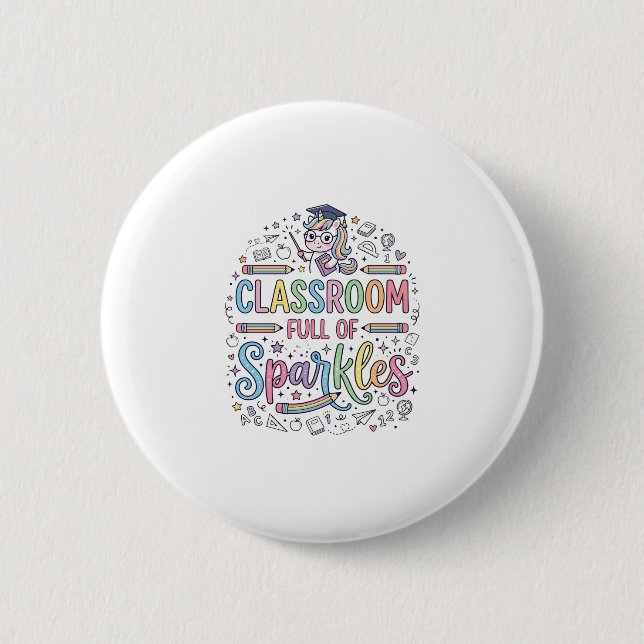 Einhorn-Klassenzimmer voller Glitzer Original-Werb Button (Vorderseite)