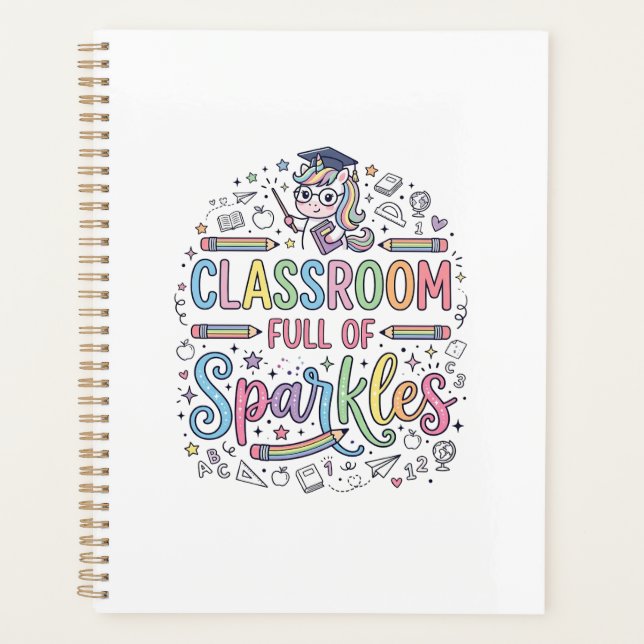 Einhorn-Klassenzimmer voller Glitzer Original-Werb Planer (Vorderseite)