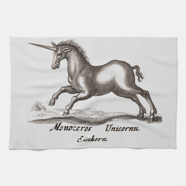 Einhorn-Klassik-Kreatur, die magisches Woodland lä Geschirrtuch (Horizontal)