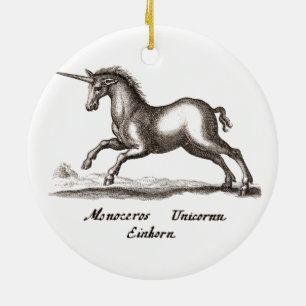 Einhorn-Klassik-Kreatur, die magisches Woodland lä Keramik Ornament