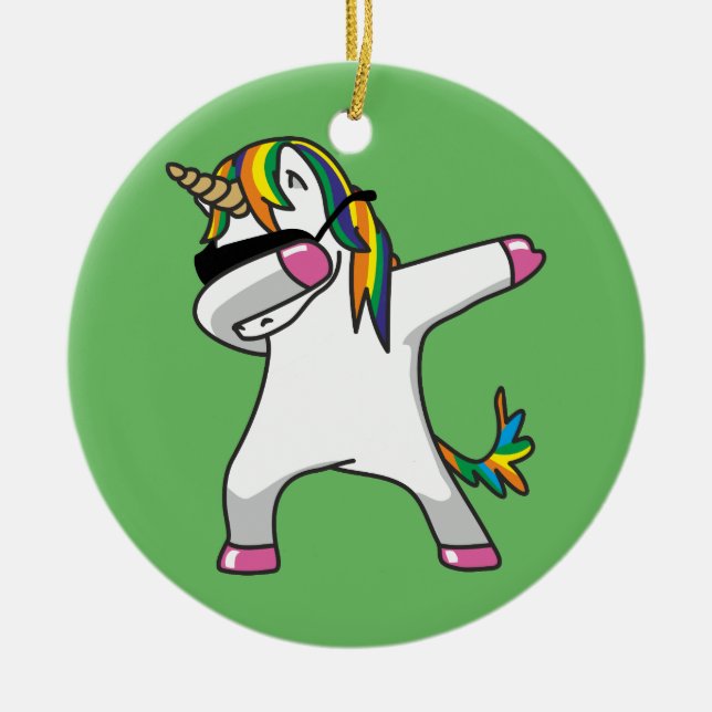 Einhorn-Klecks-Verzierung Keramik Ornament (Vorne)