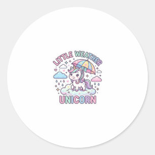 Einhorn Kleines Wetter Einhorn Grafikdesign Weiß Runder Aufkleber