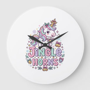 Einhorn Klingelhörner Charmante Bekleidung Grafik_ Große Wanduhr