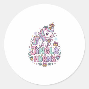 Einhorn Klingelhörner Charmante Bekleidung Grafik_ Runder Aufkleber