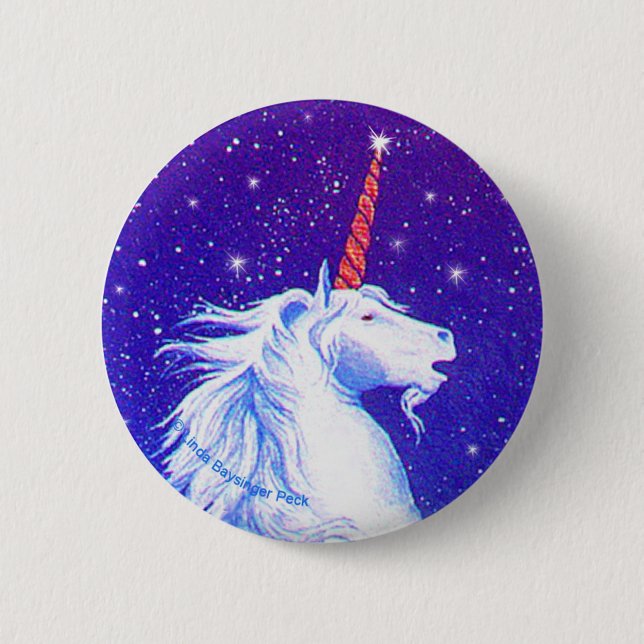 Einhorn-Kopf mit Blau Button (Vorderseite)