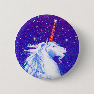 Einhorn-Kopf mit Blau Button