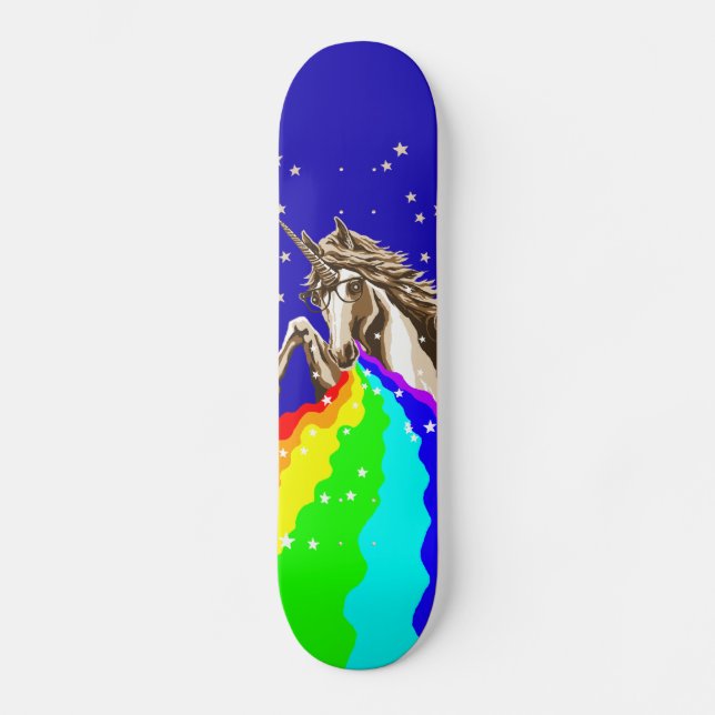 Einhorn kotzt Regenbogen Skateboard (Vorderseite)