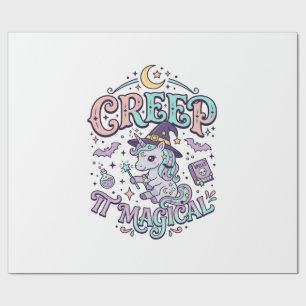 Einhorn-Kriech-Magisches-Retro-Stil-T-Shirt-Design Geschenkpapier