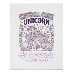 Einhorn Kristallkern Einhorn Niedlich Vektor Desig Poster