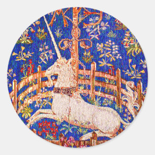 Einhorn-Kunst - "das Einhorn in der Gefangenschaft Runder Aufkleber