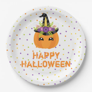 Einhorn-Kürbis Frohes Halloween Weiße Papierplatte Pappteller