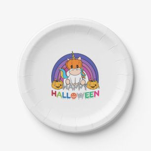 Einhorn-Kürbiskopf für Halloween Pappteller