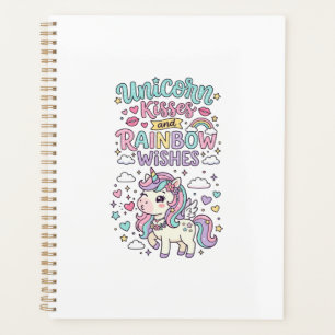 Einhorn Küsse und Regenbogen Wünsche Süße Pastell Planer