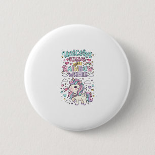 Einhorn Küsse und Regenbogenwünsche Süße Pastell T Button