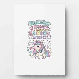 Einhorn Küsse und Regenbogenwünsche Süße Pastell T Fotoplatte
