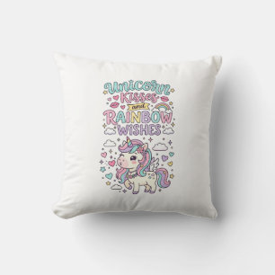 Einhorn Küsse und Regenbogenwünsche Süße Pastell T Kissen