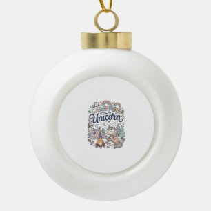 Einhorn Lagerfeuer Einhorn Premium Vektor Aufklebe Keramik Kugel-Ornament