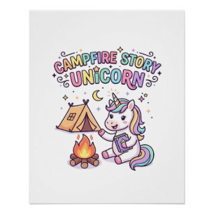 Einhorn-Lagerfeuergeschichte Einhorn-Verzauberung Poster
